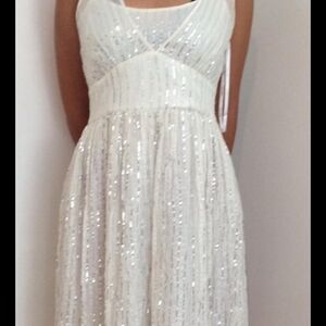 Calvin Klein Strapless White Sequin Dress